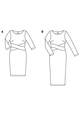 Выкройка Платье-футляр с фигурным вшивным поясом (Burda 2/2017, № выкройки 6485 A)