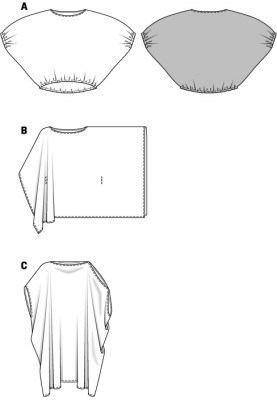 Викрійка Пончо батистове простого крою (Burda 1/2014, № викрійки 6935 B)