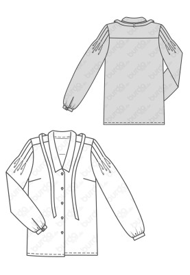 Pattern Blouse-shirt with a tie under the collar (Burda 2/2019, pattern number 6274 A)