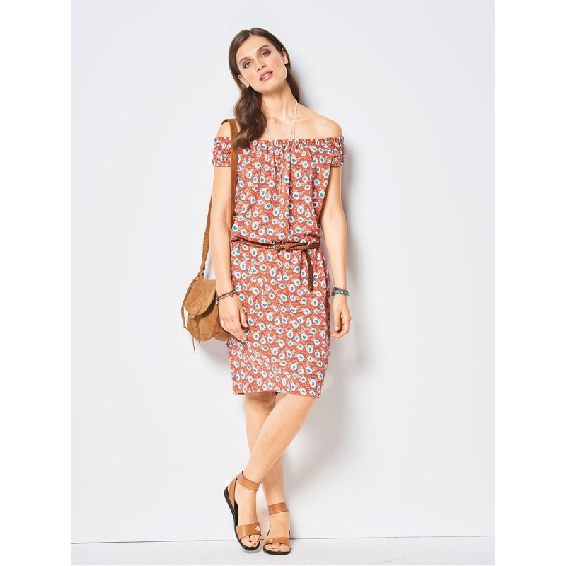 Pattern Straight-cut dress...