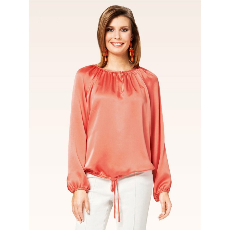 Pattern Satin blouse with...