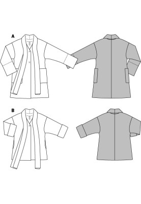 Выкройка Жакет длинный с широким воротником-шарфом (Burda 2/2015, № выкройки 6737 A)