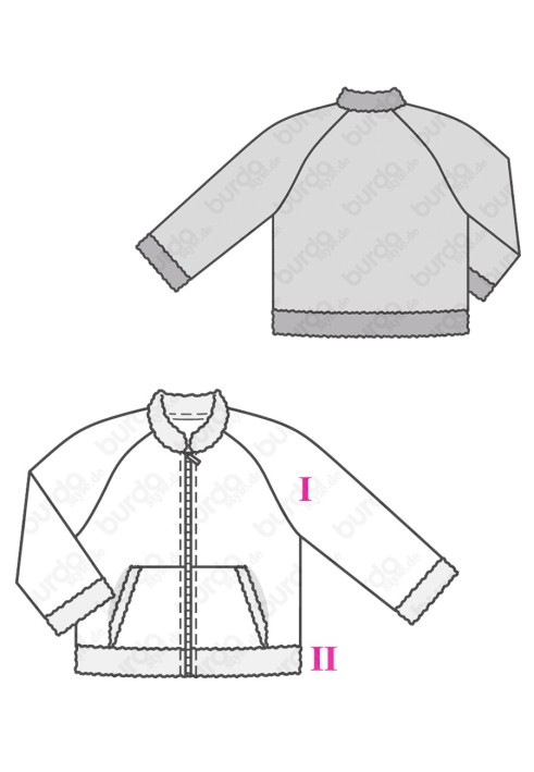 Pattern Fleece jacket with a plush border (Burda 2/2019, pattern number 9306 B)