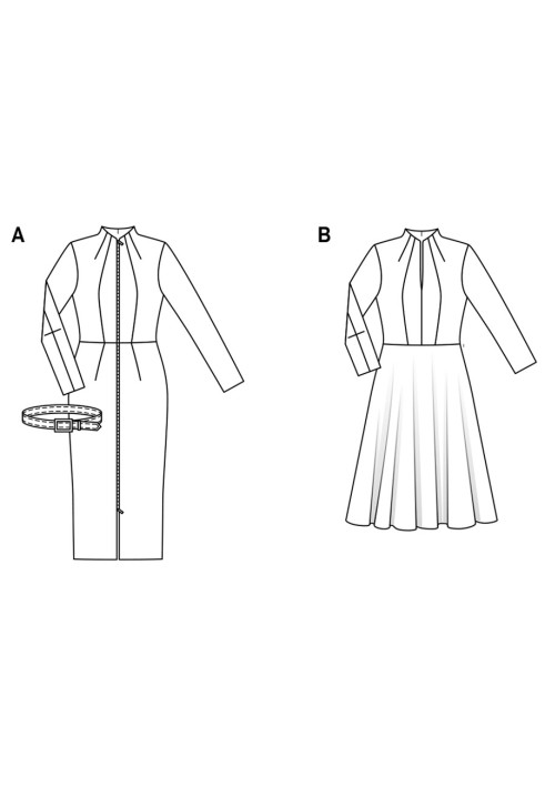 Выкройка Платье длины меди на молнии (Burda 2/2017, № выкройки 6452 A)