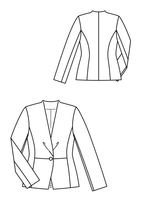 Выкройка Жакет приталенного кроя с косыми складками (Burda 8/2019, № выкройки 113)