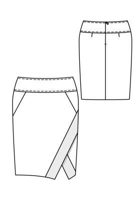 Выкройка Юбка узкого кроя с декоративными планками (Burda 4/2018, № выкройки 126)