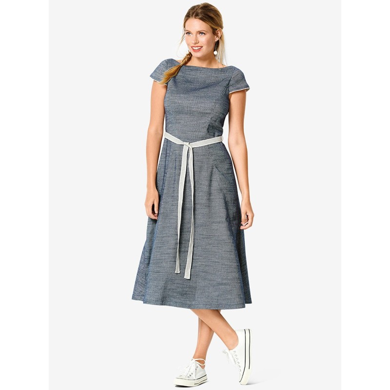 Pattern Denim dress with...