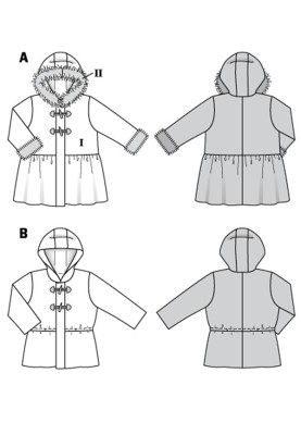 Pattern Coat with basque and fur border (Burda 2/2018, pattern number 9329 A)