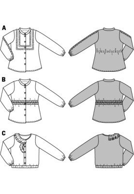 Выкройка Блузка-рубашка на эластичном поясе (Burda 2/2015, № выкройки 9402 C)