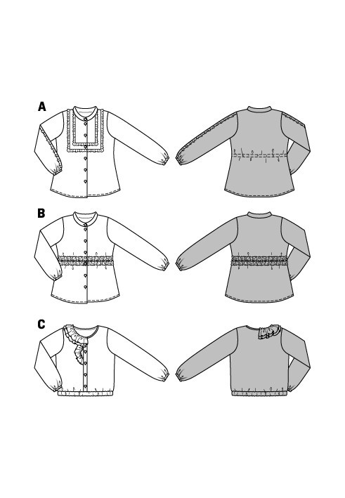 Выкройка Блузка-рубашка на эластичном поясе (Burda 2/2015, № выкройки 9402 C)