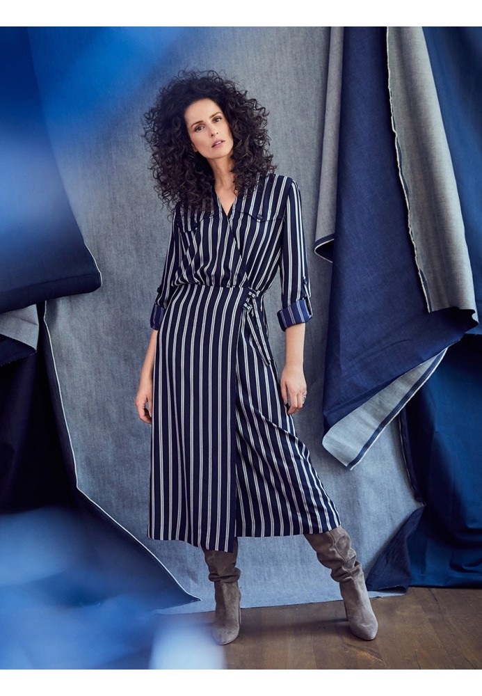 Pattern Dress with a smell and elements of a shirt cut (Burda 9/2019, pattern number 107 B)