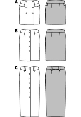 Викрійка Мініспідниця із застібкою на ґудзики (Burda 1/2014, № викрійки 6902 A)