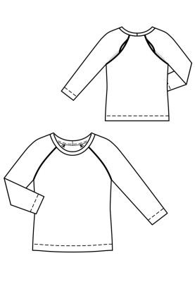 Pattern Pullover with raglan sleeves and cutouts on the back (Burda 4/2018, pattern number 116)