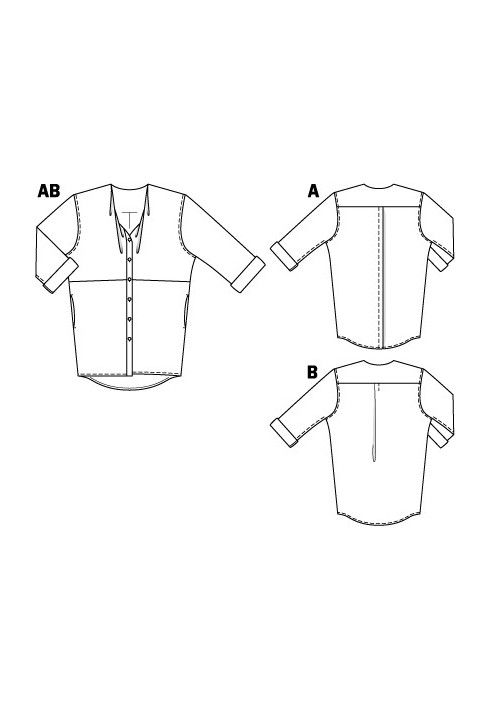 Pattern Blouse-shirt of spacious cut without collar (Burda 4/2011, pattern number 121 A)