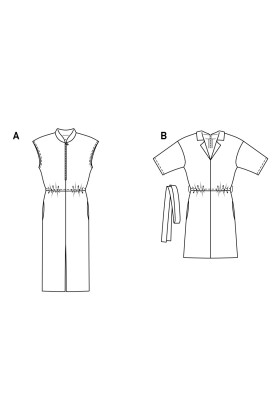 Pattern Cutaway dress with short sleeves (Burda 1/2018, pattern number 6420 B)