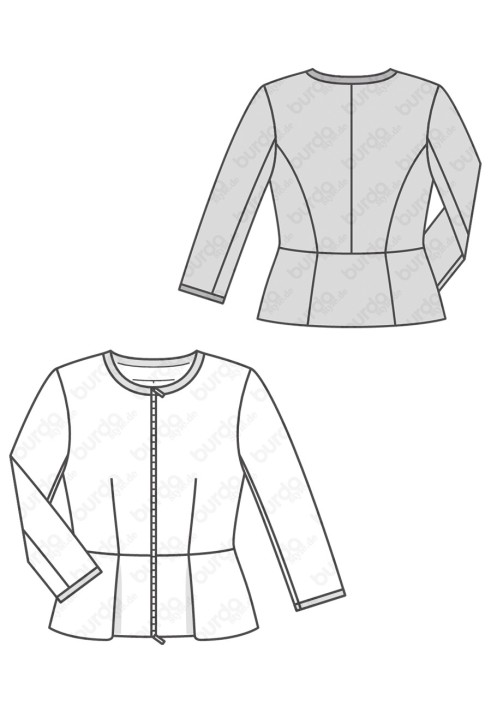 Pattern Jacket with a peplum and a round neckline (Burda 2/2019, pattern number 6293 B)