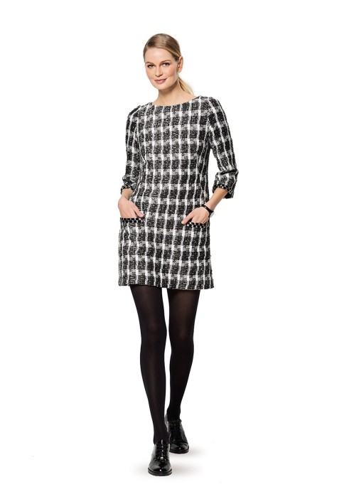 Pattern Mini dress of a fitted silhouette with oblique folds (Burda 2/2020, pattern number 6149 B)