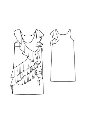 Pattern Dress of a simple cut with ruffles (Burda 8/2011, pattern number 105)