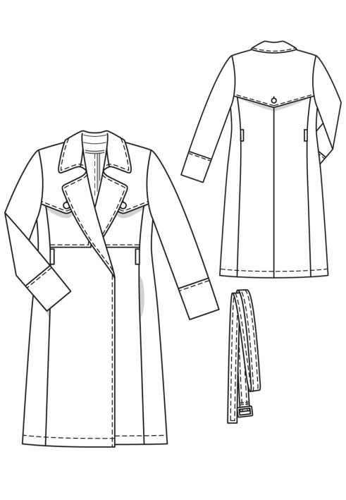 Pattern Trench coat with a smell and flying coquettes (Burda 5/2017, pattern number 123)