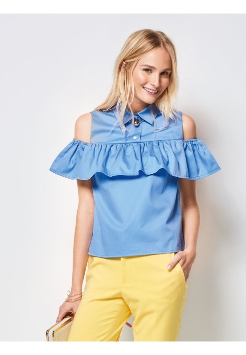 Pattern Blouse with wide sleeves and open shoulders (Burda 1/2018, pattern number 6405 C)