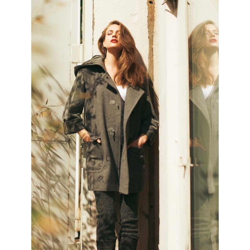 Double-breasted duffle coat...