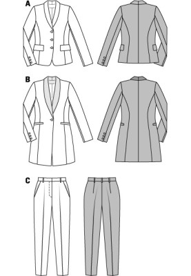 Pattern Tuxedo style jacket with shawl collar (Burda 1/2014, pattern number 6898 B)