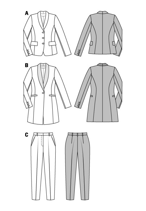 Pattern Tuxedo style jacket with shawl collar (Burda 1/2014, pattern number 6898 B)