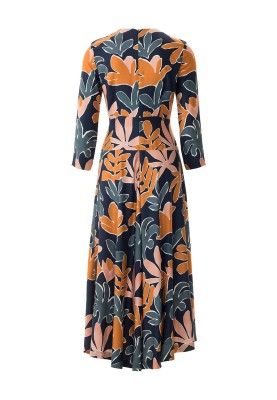 Pattern Midi-length dress with a wide sewn-in belt (Burda 2/2017, pattern no. 6454 B)