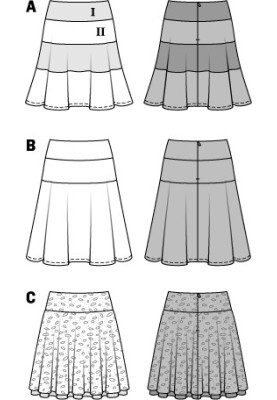 Pattern Skirt on a yoke combined (Burda 1/2014, pattern number 6904 A)