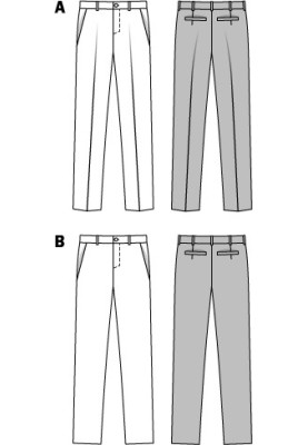 Выкройка Брюки классические прямого кроя из габардина (Burda 1/2014, № выкройки 6933 B)