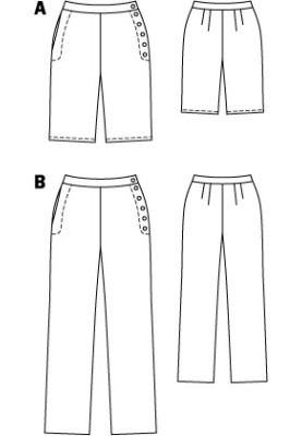 Выкройка Брюки прямого кроя из джерси (Burda 8/2011, № выкройки 130 B)