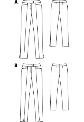 Выкройка Брюки с разрезами в средних швах (Burda 8/2012, № выкройки 129 B)