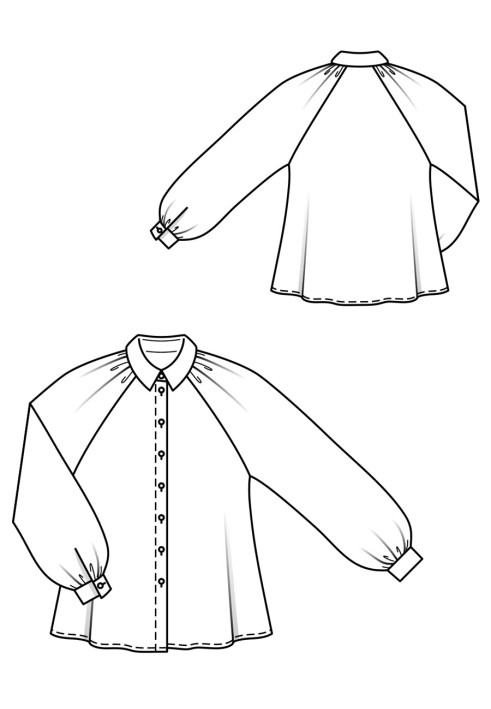 Pattern Blouse of a flared silhouette with raglan sleeves (Burda 8/2019, pattern number 103)