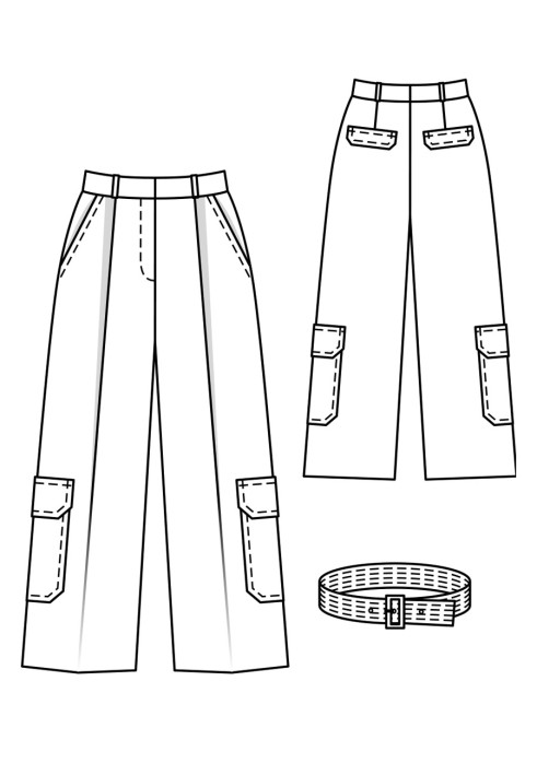 Pattern Cargo pants with a belt (Burda 9/2020, pattern number 121)