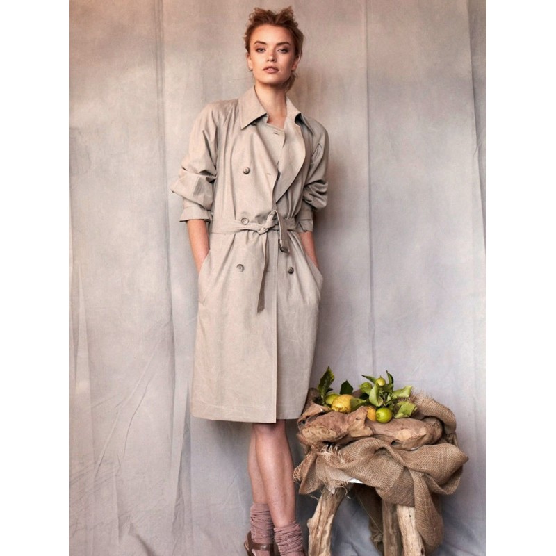 Pattern A-line trench coat...