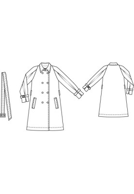 Pattern A-line trench coat with raglan sleeves (Burda 4/2010, pattern number 123)