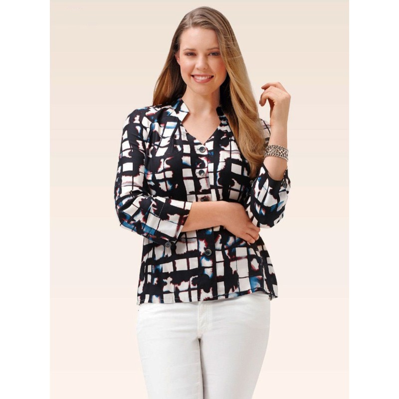 Pattern Blouse-shirt with...