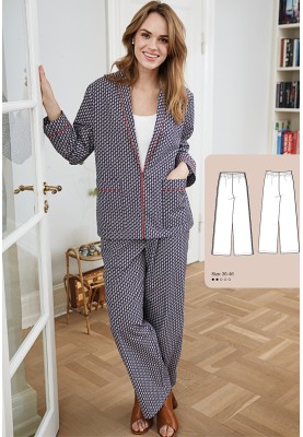 Pattern Pants in pajama style with an elastic waistband (I love to sew 1/2019, pattern number 108)