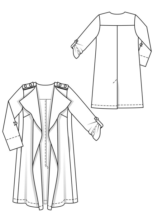 Pattern Trench coat of free cut (Burda 3/2019, pattern number 128)