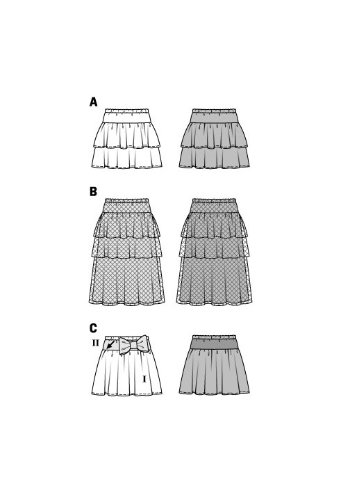 Выкройка Юбка пышного кроя с бантом (Burda 1/2014, № выкройки 9442 C)