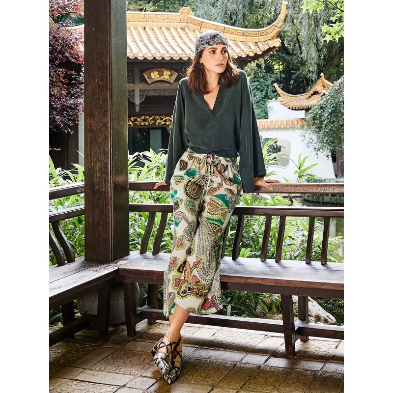 Pattern Wide-cut pants with...