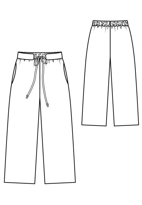 Pattern Wide-cut pants with a decorative belt (Burda 2/2020, pattern number 105)