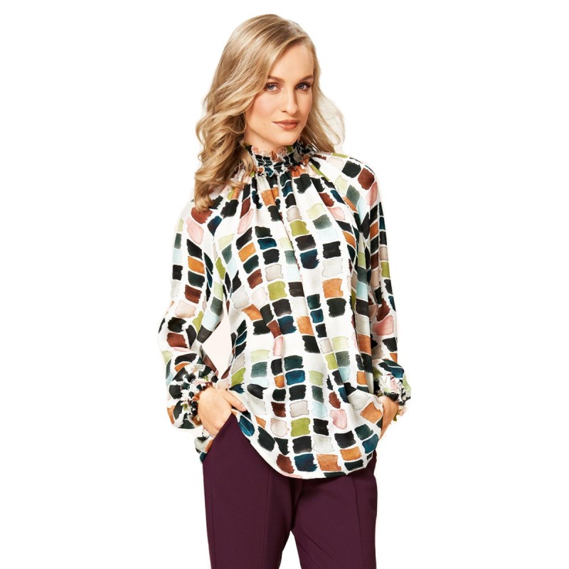 Pattern Silk blouse with...