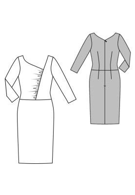 Pattern Knitted sheath dress with an asymmetrical neckline (Burda 2/2016, pattern number 6575 B)