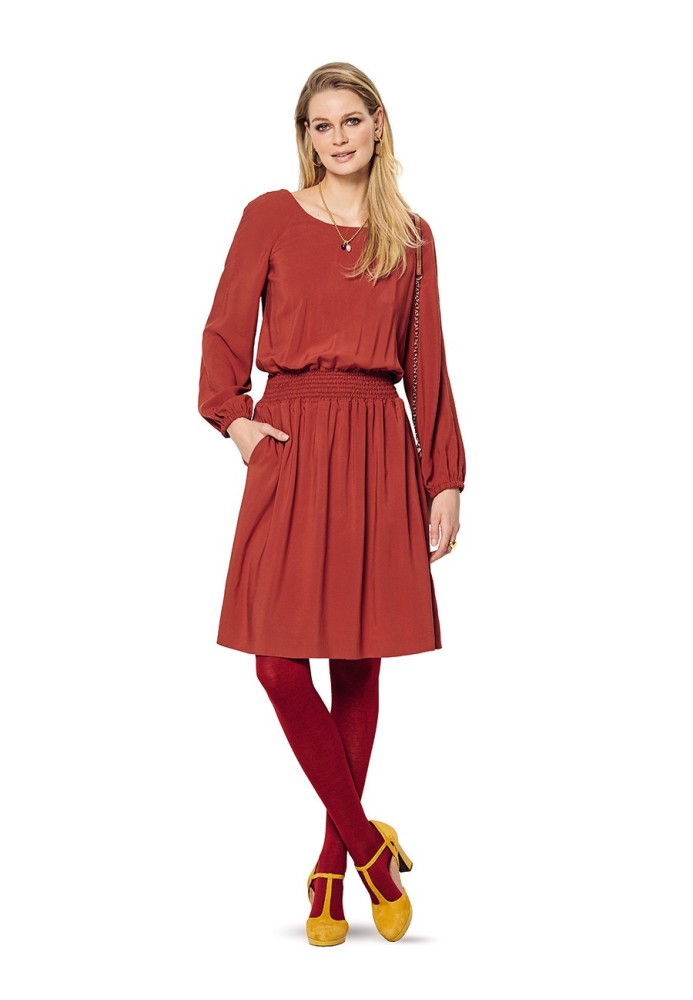 Pattern Raglan dress with a wide neckline (Burda 2/2020, pattern number 6190 B)