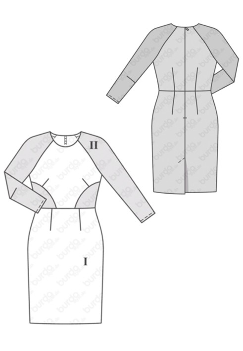 Pattern Sheath dress with contrasting details (Burda 1/2018, pattern no. 6438 B)