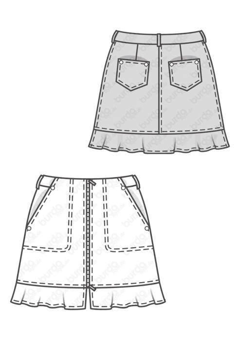 Pattern Mini skirt with a frill on the bottom edge (Burda 2/2017, pattern number 6480 B)