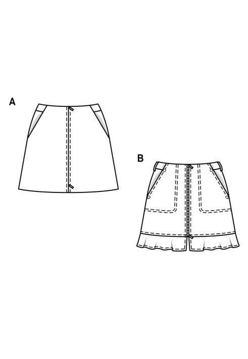 Pattern Mini skirt with a frill on the bottom edge (Burda 2/2017, pattern number 6480 B)