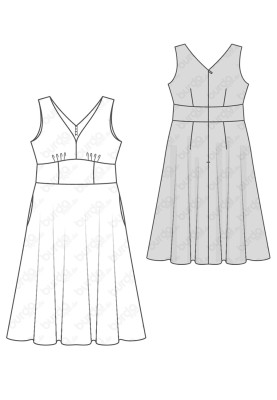 Pattern Dress with a wide sewn-in belt (Burda 1/2017, pattern number 6549 A)