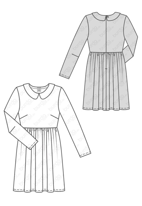 Pattern A cut-off dress with a turn-down collar (Burda 2/2019, pattern number 6265 A)